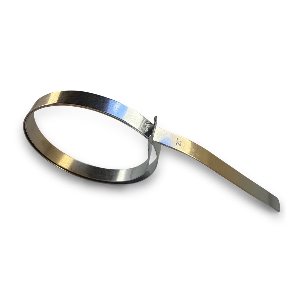 Band-It A10099 M85049/128-4 1/4 Inch Pre-Coiled Stainless Steel Termination Band Main Product View Showing Factory Coiled Geometry