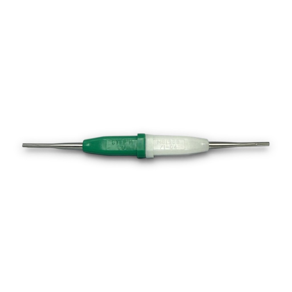 M81969/1-04 Plastic Insertion and Removal Tool with Metal Tips, Stamped Part Number Side Main Image - Size 22D Green and White