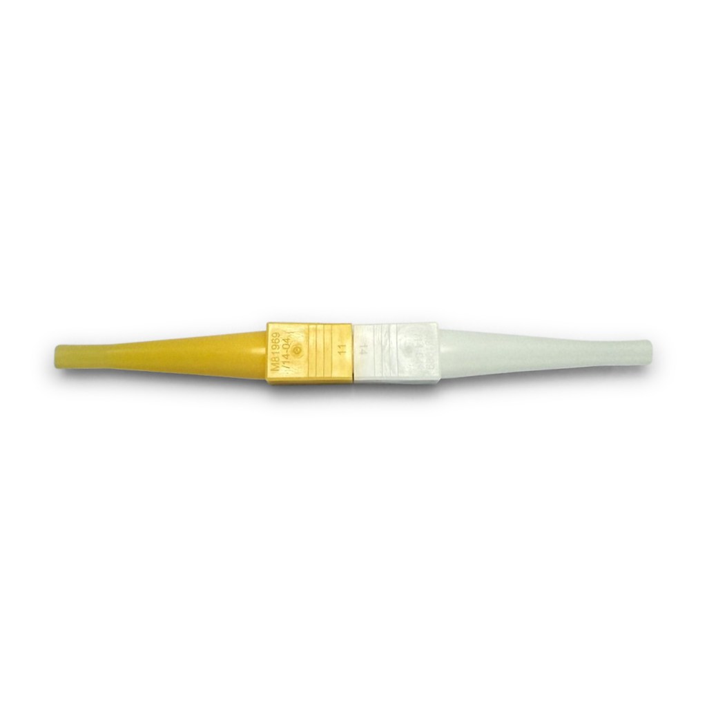 M81969/14-04 Plastic Insertion and Removal Tool, Stamped Part Number Side Main Image - Size 12 Yellow and White Combo Tool