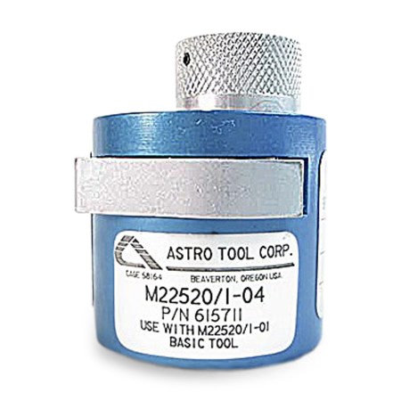 Astro Tool 615711 adjustable crimp tool turret head equivalent to DMC TH163 for M38999 contacts on isolated white background